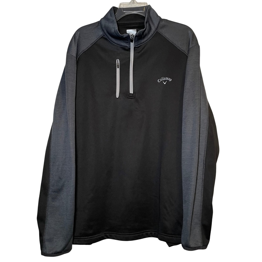 Callaway Mens XL Quarter Zip Pullover‎ Black Charcoal Grey Golf Jacket Mock Neck